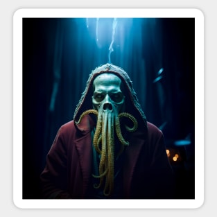 Ethereal Menace: Dark Portrait of a Terrifying Mind Flayer Sticker